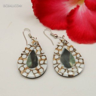 Handcrafted Resin Natural Shell Earrings by Balinese Artisans